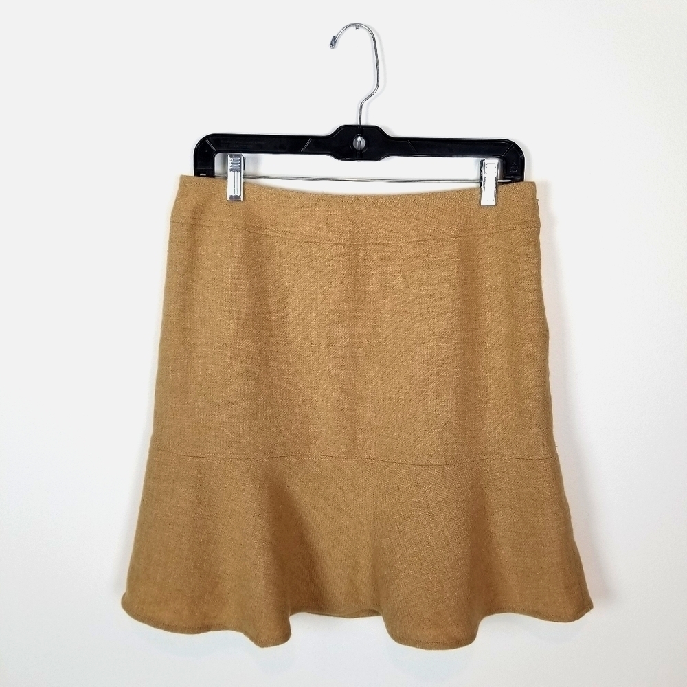 Gap Factory wool blend tan wool skirt peplum flounce deadstock office work NWT 6